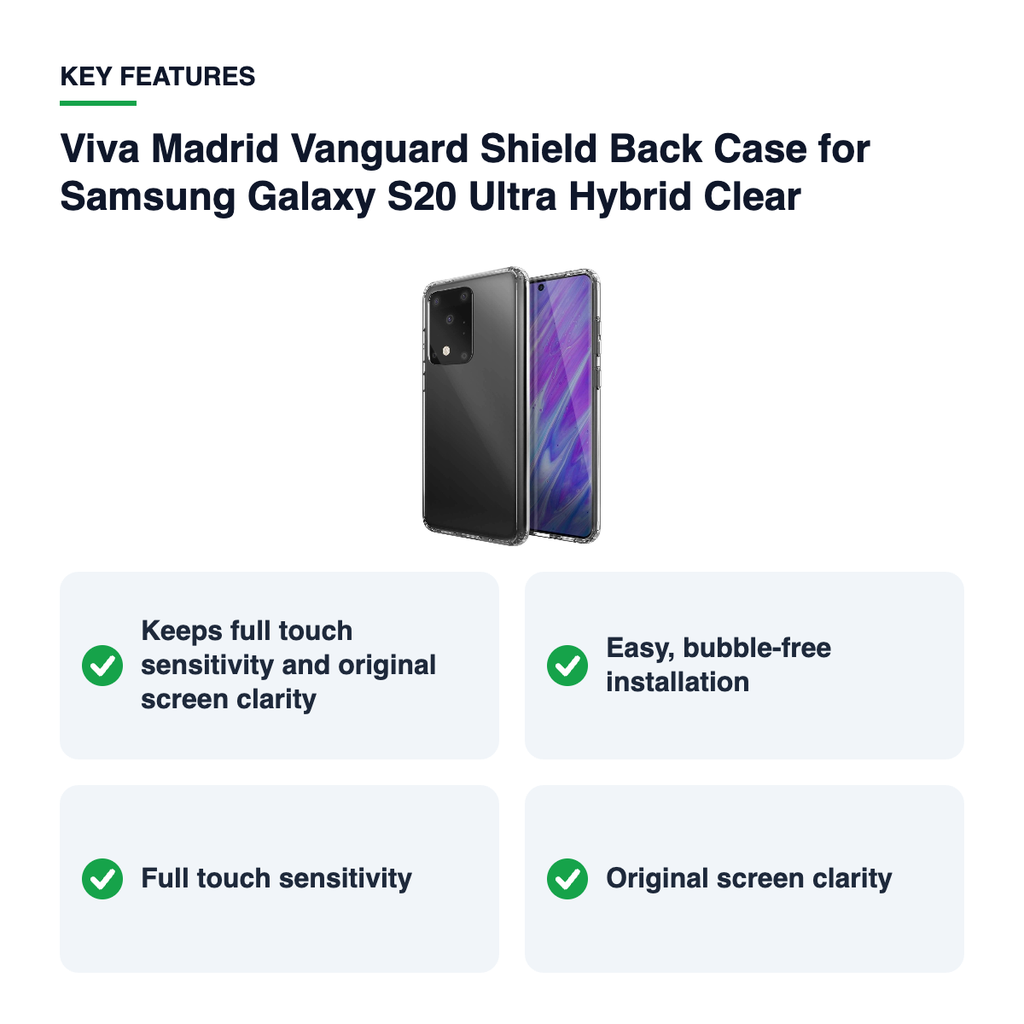 Key features – Viva Madrid Vanguard Shield Back Case for Samsung Galaxy S20 Ultra Hybrid Clear