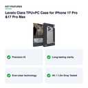 Key features – Levelo Clara TPU+PC Case for iPhone 17 Pro &17 Pro Max