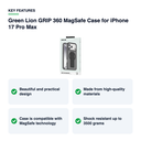 Key features – Green Lion GRIP 360 MagSafe Case for iPhone 17 Pro Max – Black