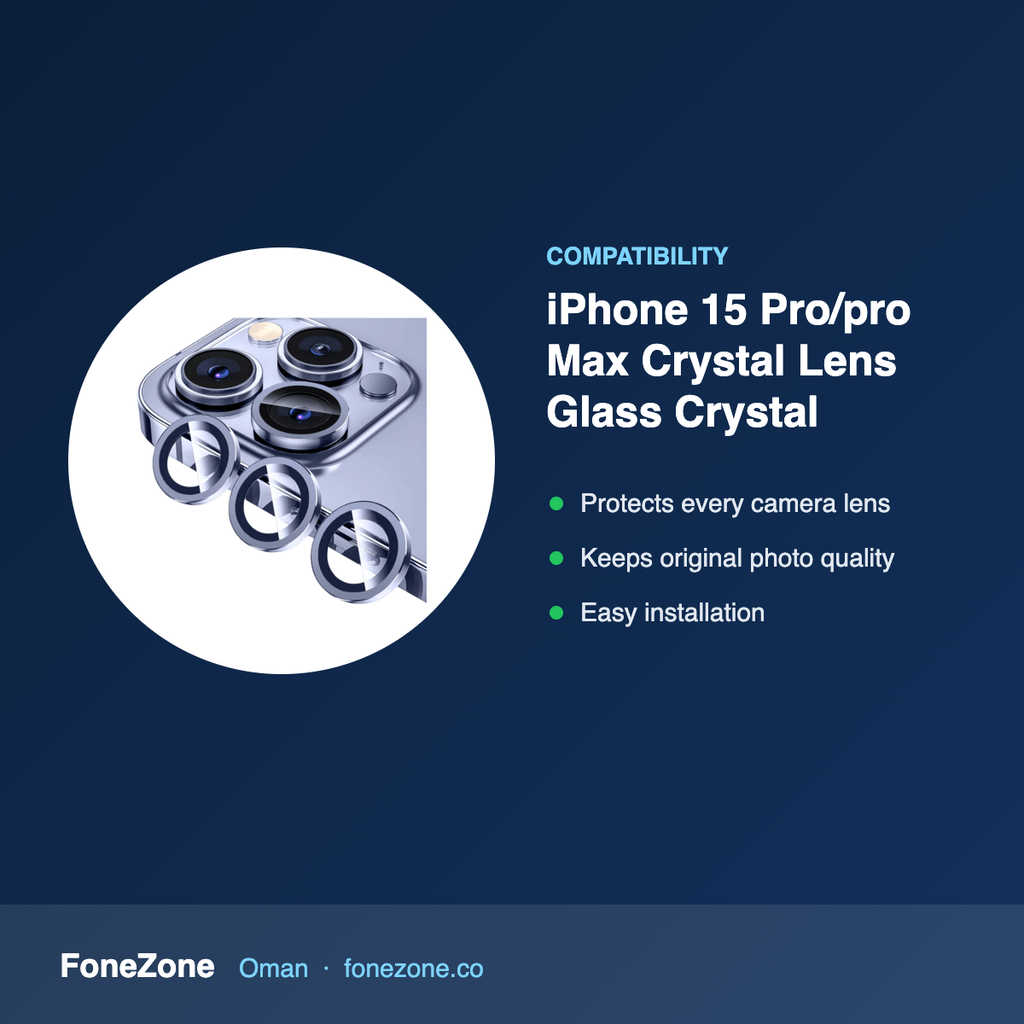 Compatibility – At for iPhone 15 Pro/pro Max Crystal Lens Glass Crystal
