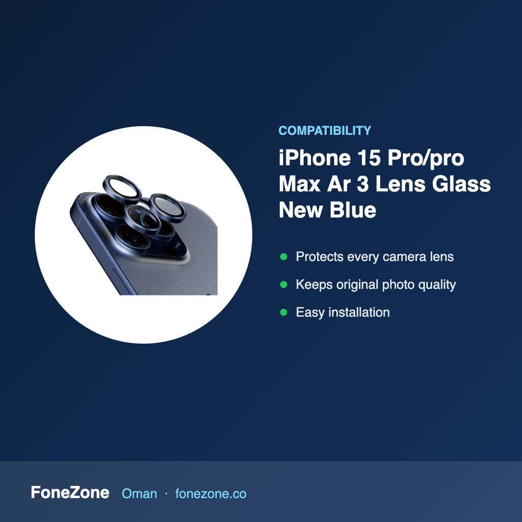Compatibility – At for iPhone 15 Pro/pro Max Ar 3 Lens Glass New Blue