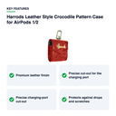 Key features – Harrods Leather Style Crocodile Pattern Case for AirPods 1/2 – Red