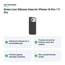Key features – Green Lion Silicone Case for iPhone 18 Pro / 17 Pro – Black