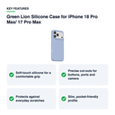 Key features – Green Lion Silicone Case for iPhone 18 Pro Max/ 17 Pro Max – Light Blue