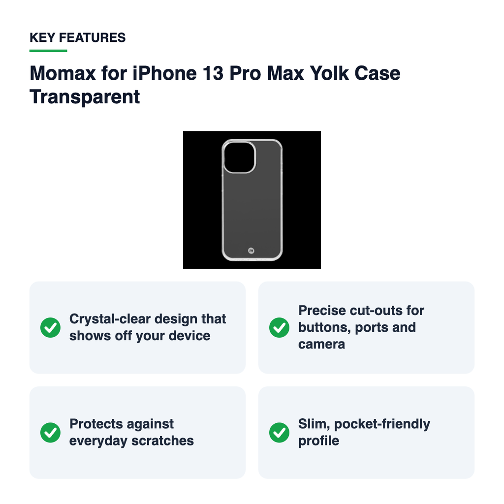 Key features – Momax for iPhone 13 Pro Max Yolk Case Transparent