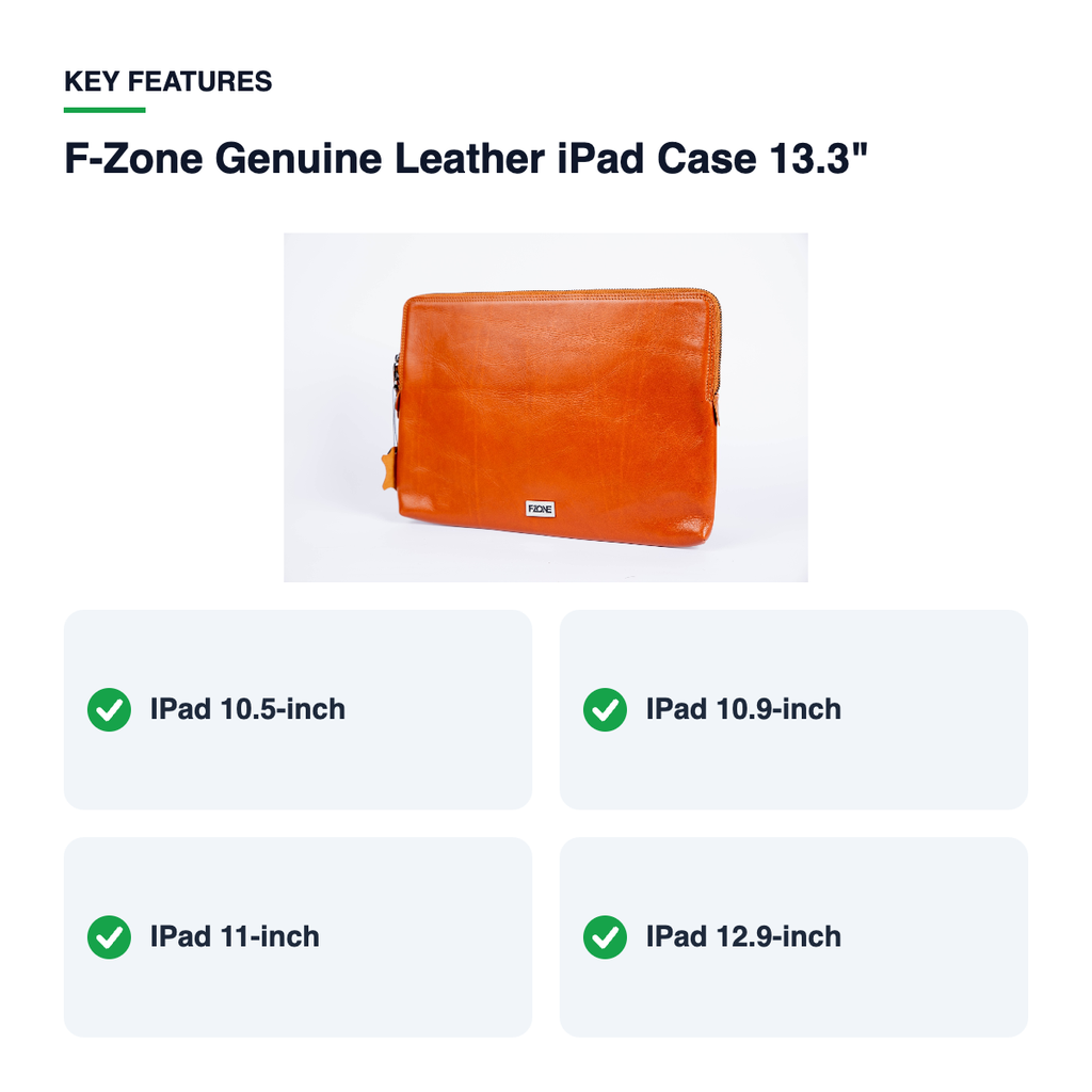 Key features – F-Zone Genuine Leather iPad Case 13.3" – Brown