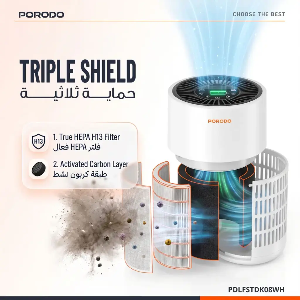 Porodo Lifestyle Purea Prime Smart Air Purifier H13 HEPA5.webp