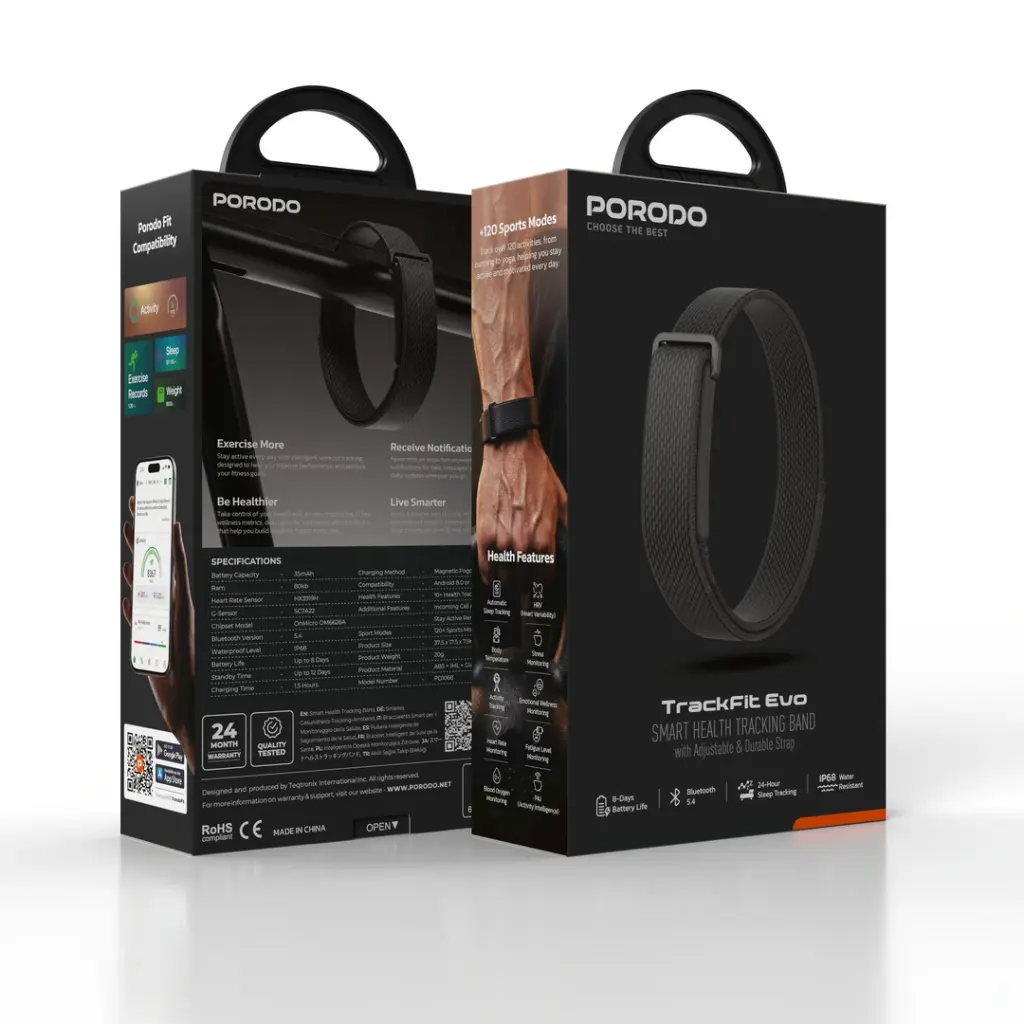 Porodo TrackFit Evo Smart Health Tracking Band (PD1068BK)1.webp