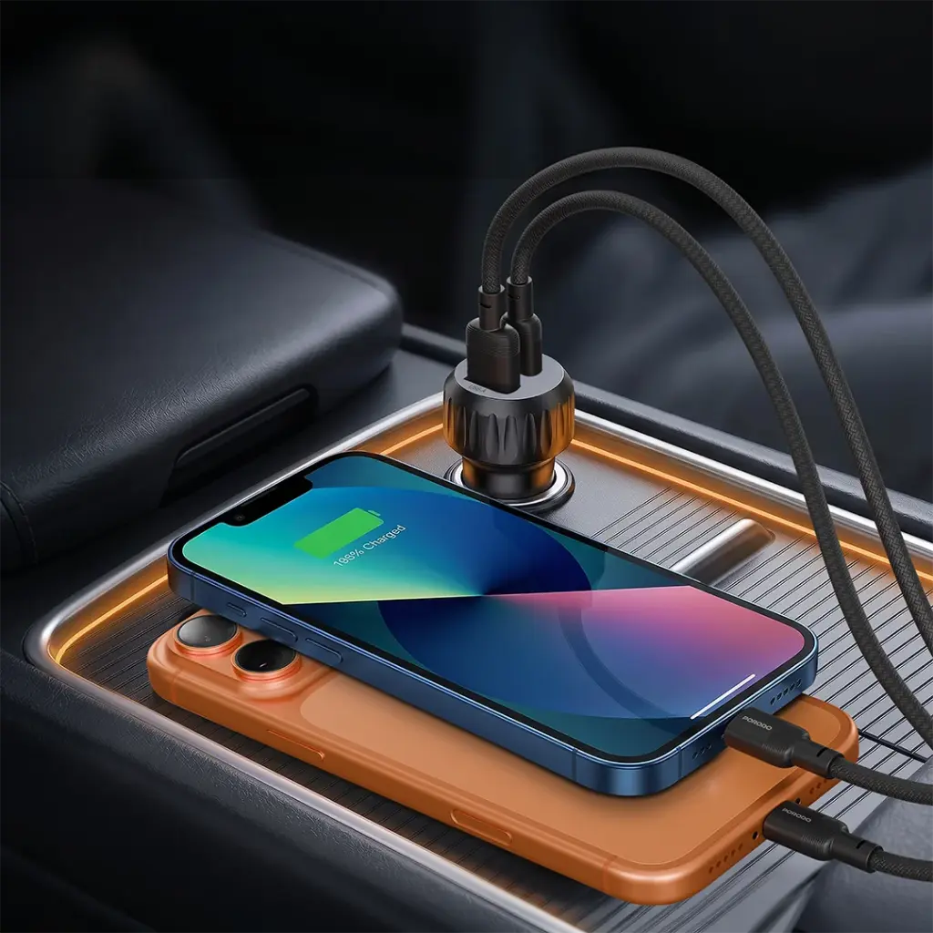 Porodo Electro 60W Dual-Port Car Charger with Lightning Cable - View 4