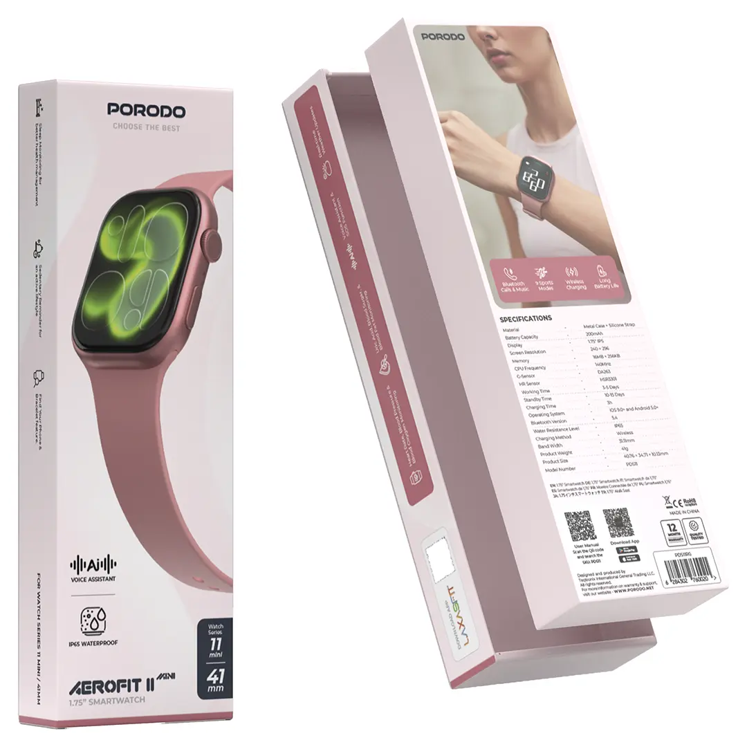 Porodo AeroFit II Mini 41mm Smartwatch - Rose Gold - View 2