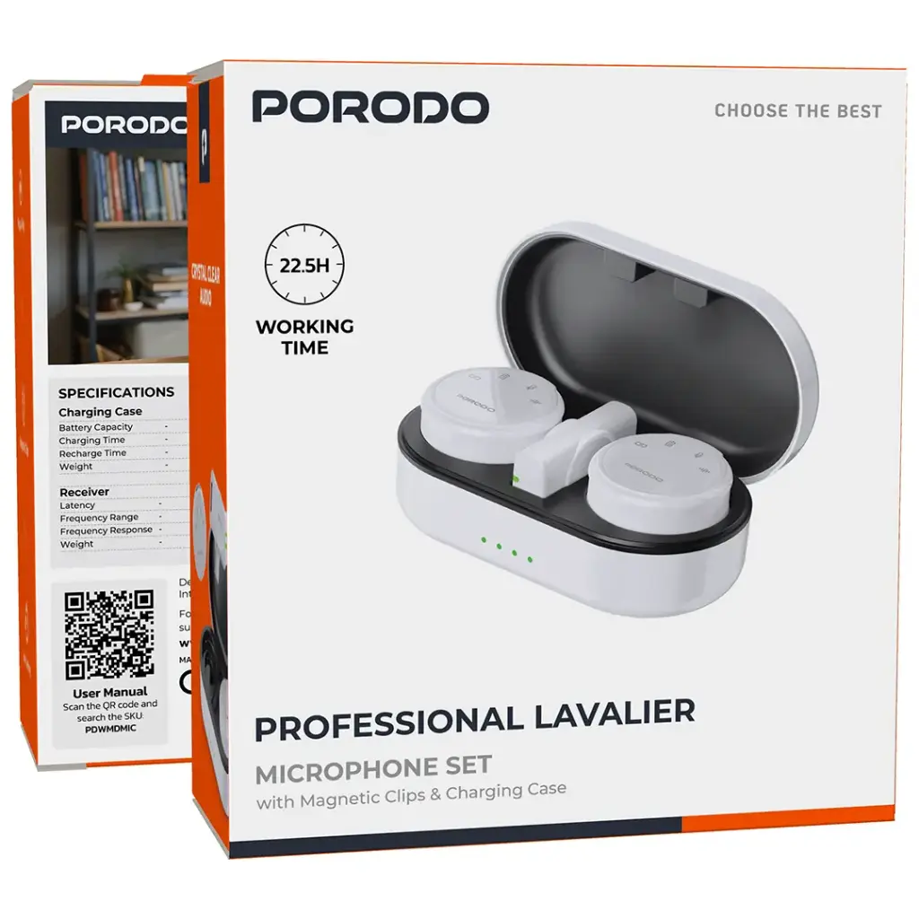 Porodo Lavalier Microphones with USB-C & Lightning Connectivity - View 3