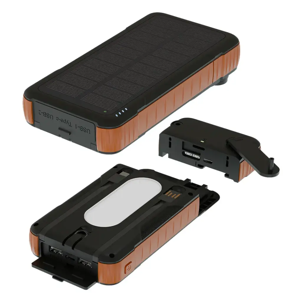 Porodo Sunova 20000mAh Solar Power Bank with Hand Crank - Black - View 2
