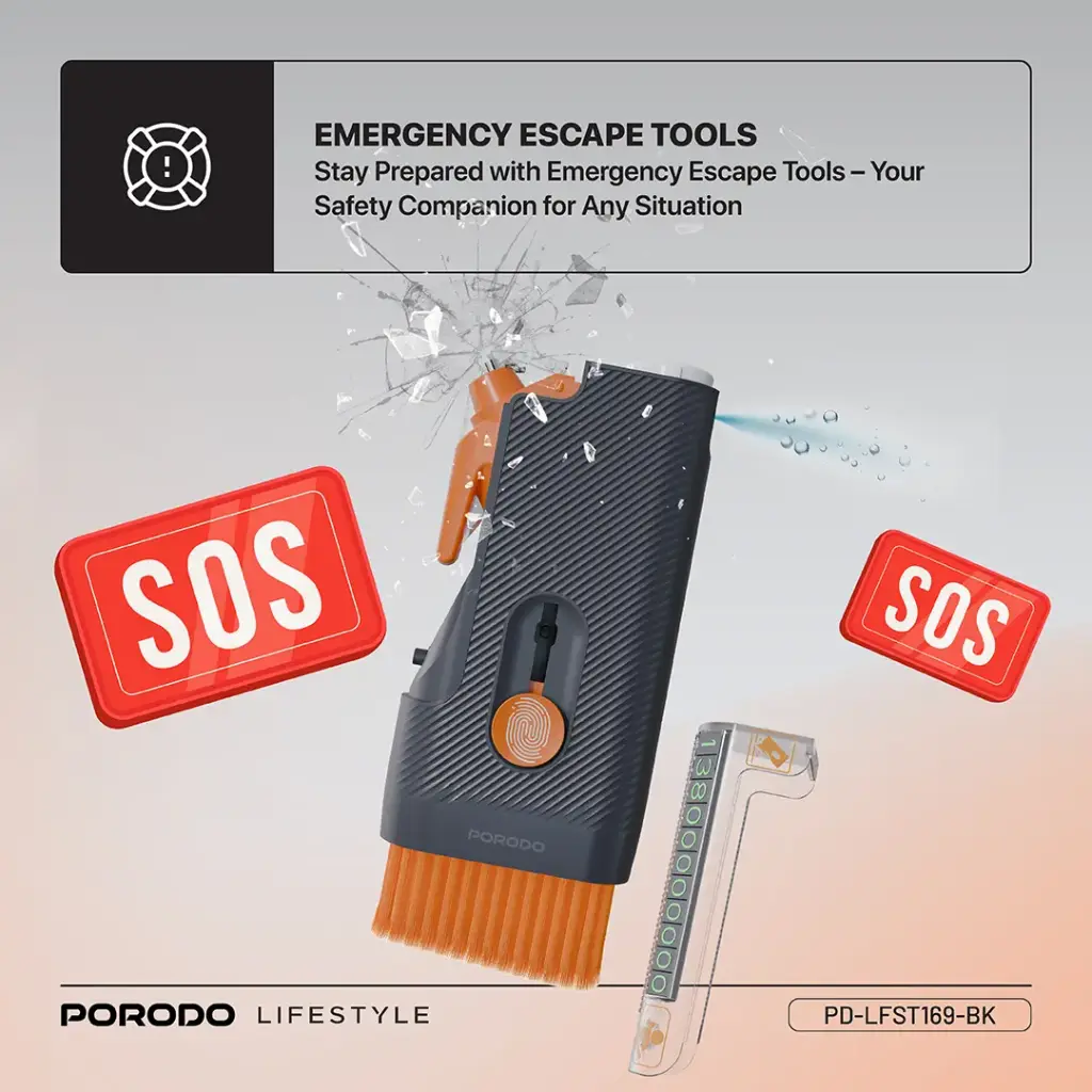 Porodo Lifestyle Vehicle Emergency & Cleaning Kit - Black - View 5