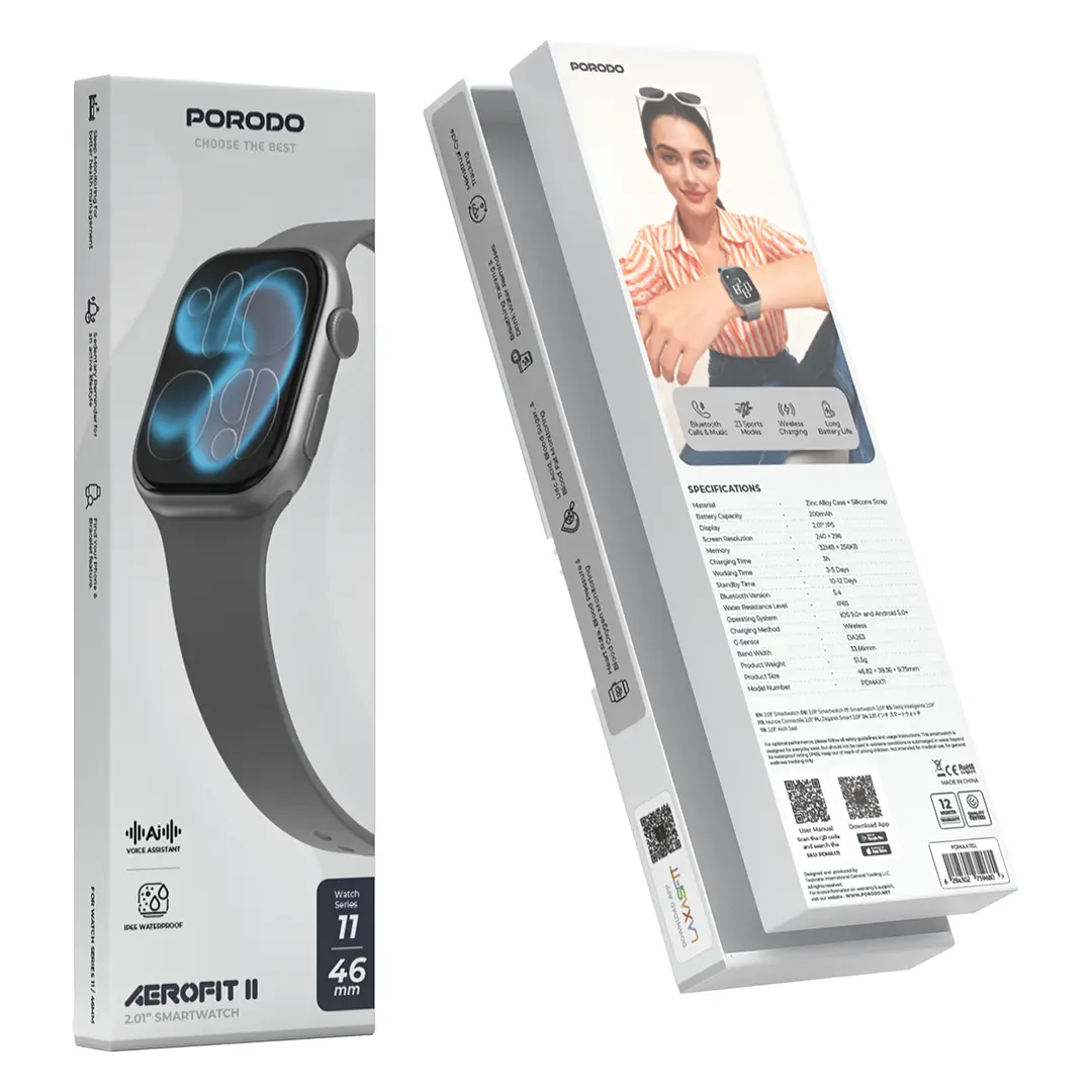 Porodo AeroFit II 2.01-Inch Smartwatch - Silver - View 2