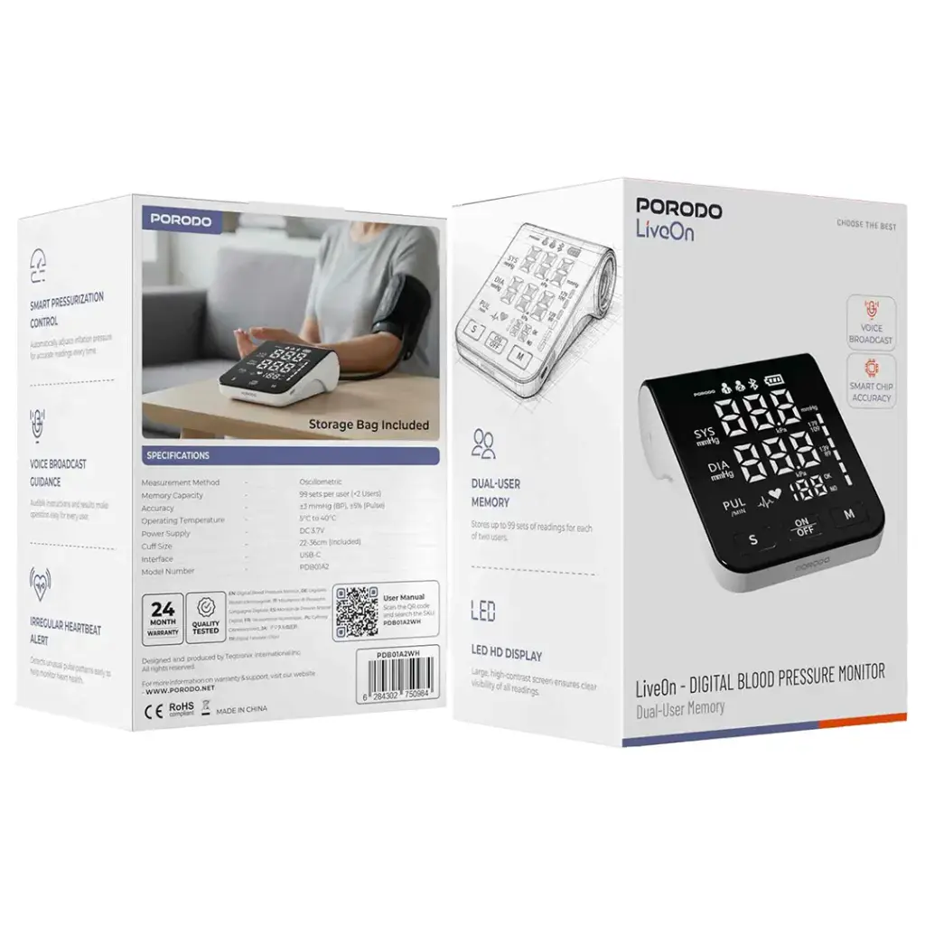 Porodo LiveOn Digital Blood Pressure Monitor - View 2