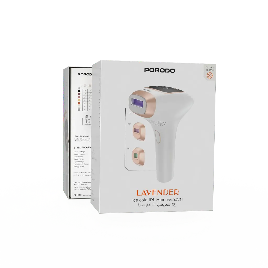 Porodo Lifestyle Lavender Handheld IPL Hair Removal Device - White - View 3