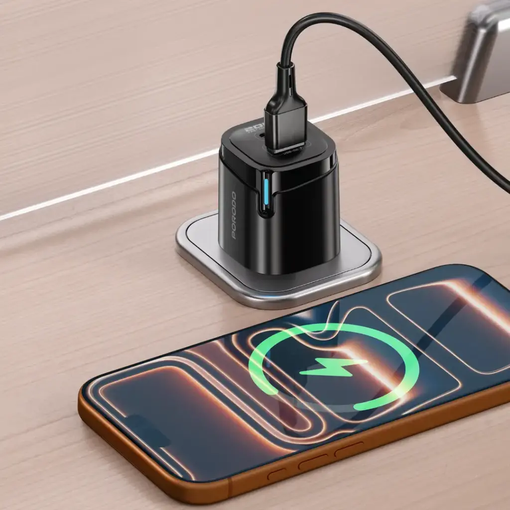 Porodo Tekto Dual USB 20W Charger with USB-C to USB-C Cable - Black - View 3