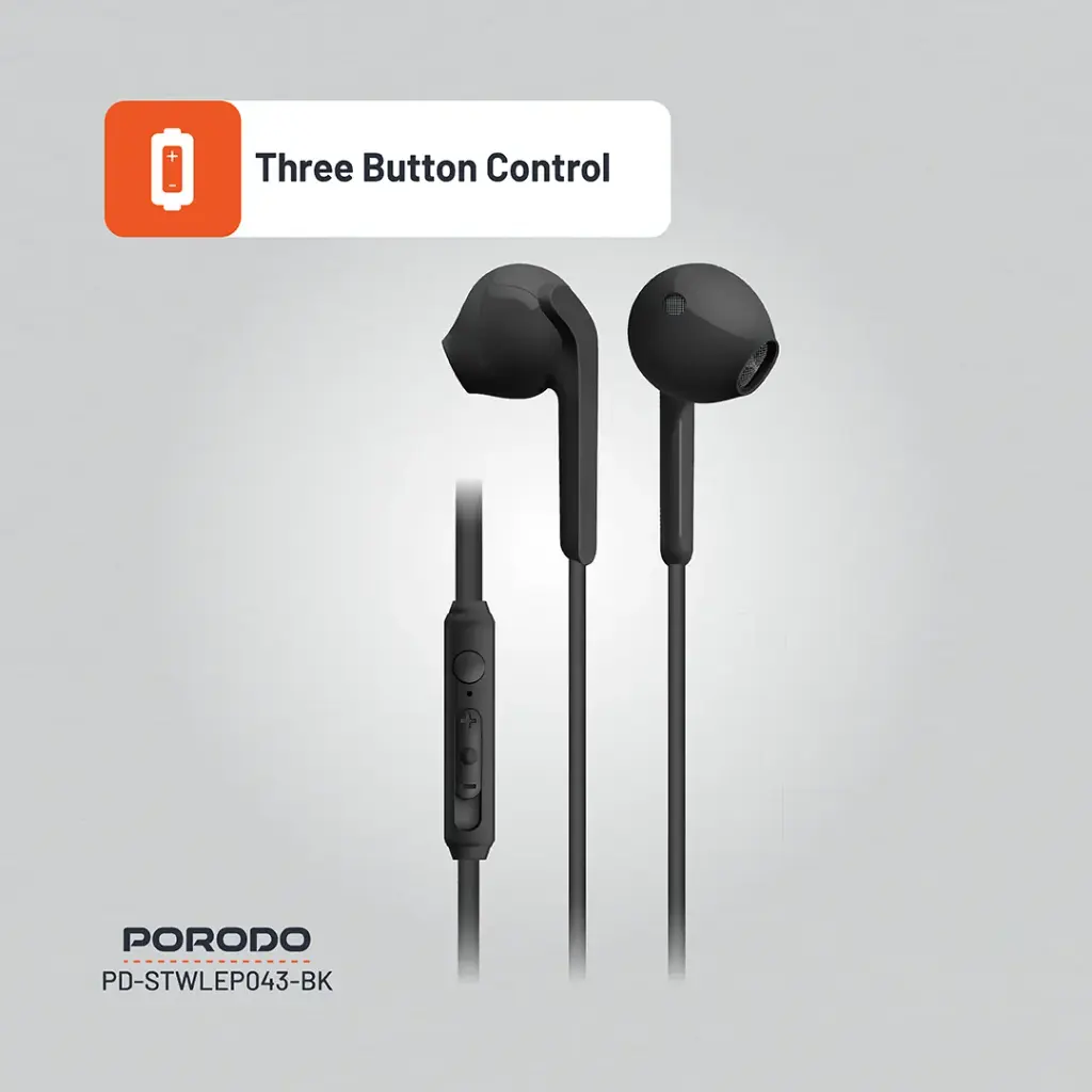 Porodo Soundtec 14mm Metal USB-C Earphones - Black - View 3