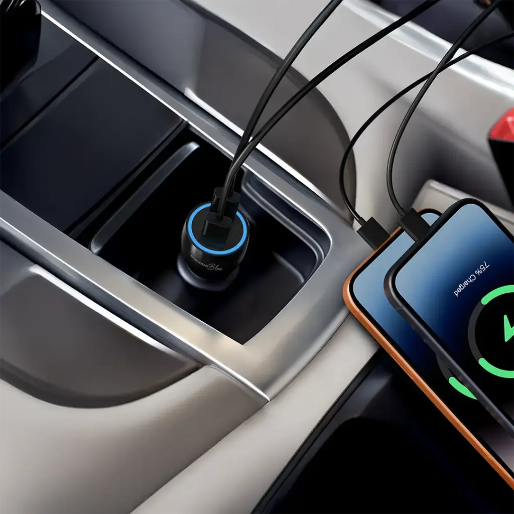 Porodo Blue Riva 60W Car Charger with USB-C to Lightning Cable - View 2