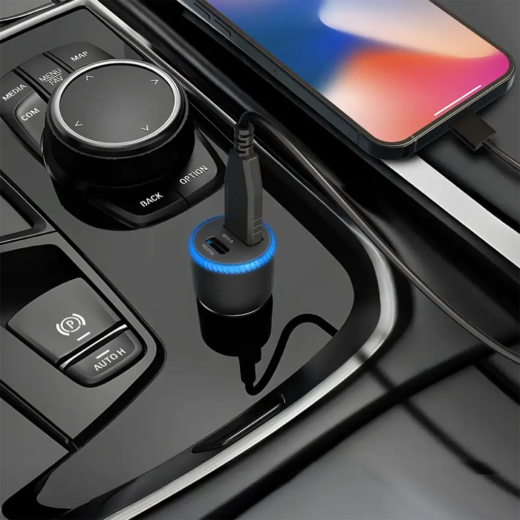 Porodo Blue Graz 45W Dual-USB Car Charger with Indicator Light - View 4