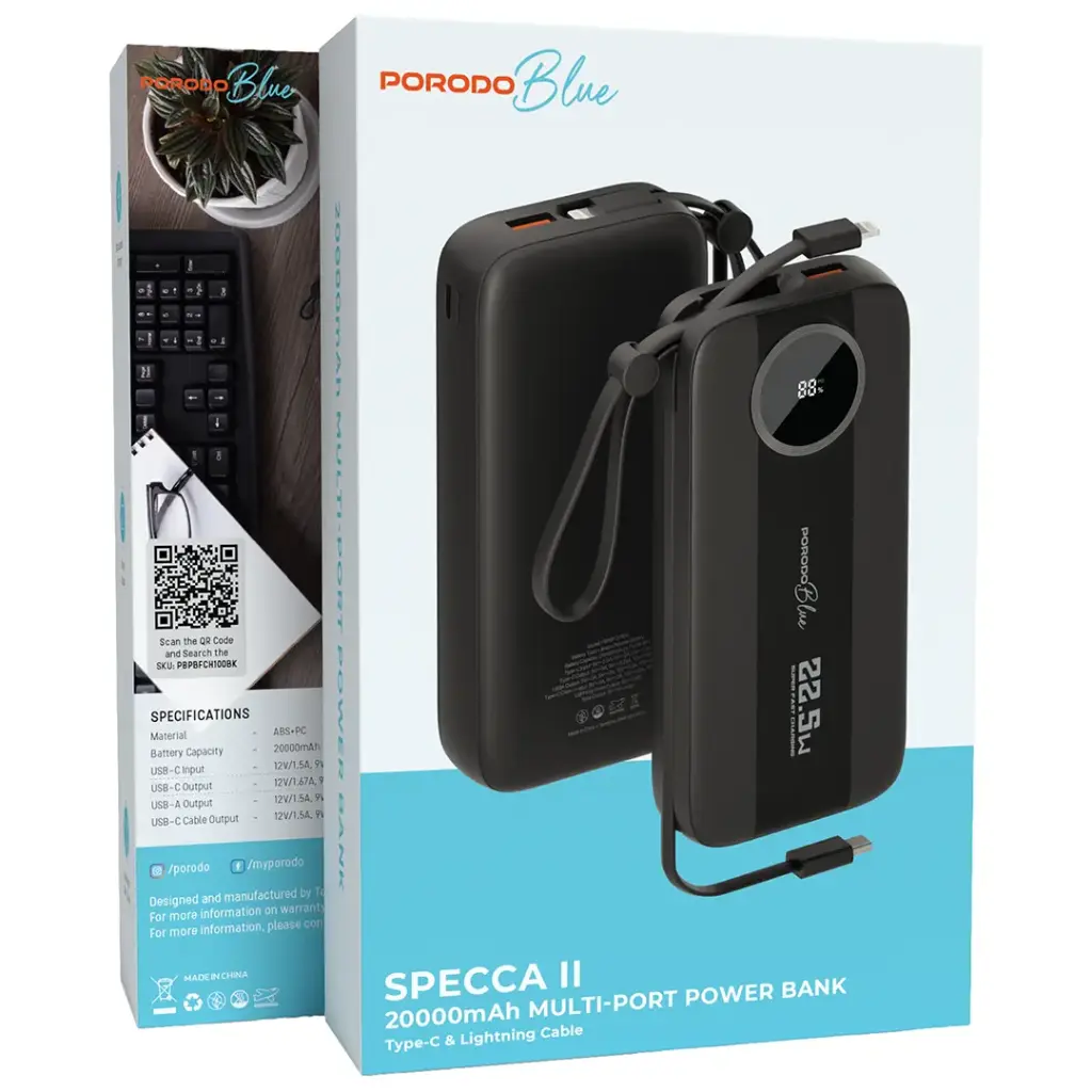 Porodo Blue Specca II 20000mAh Power Bank - View 2