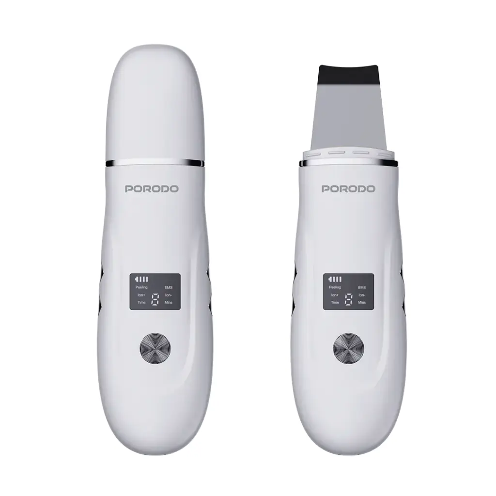 Porodo Ultrasonic EMS Skin Scrubber with LCD Screen - White - View 2