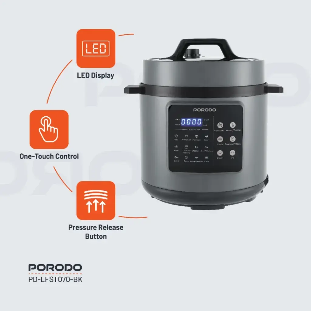 Porodo 6L Pressure Cooker — Controls