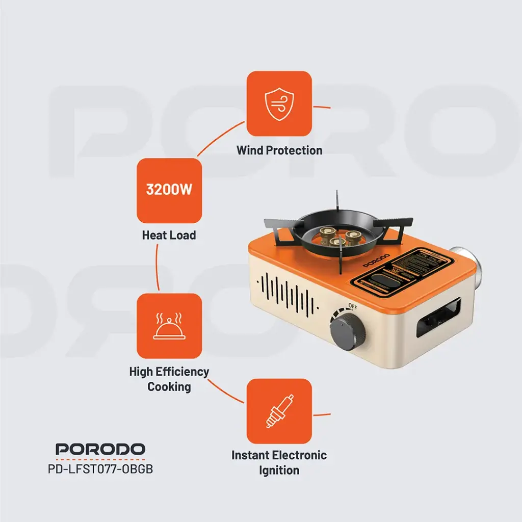 Porodo Portable Outdoor Stove - Power and Ignition