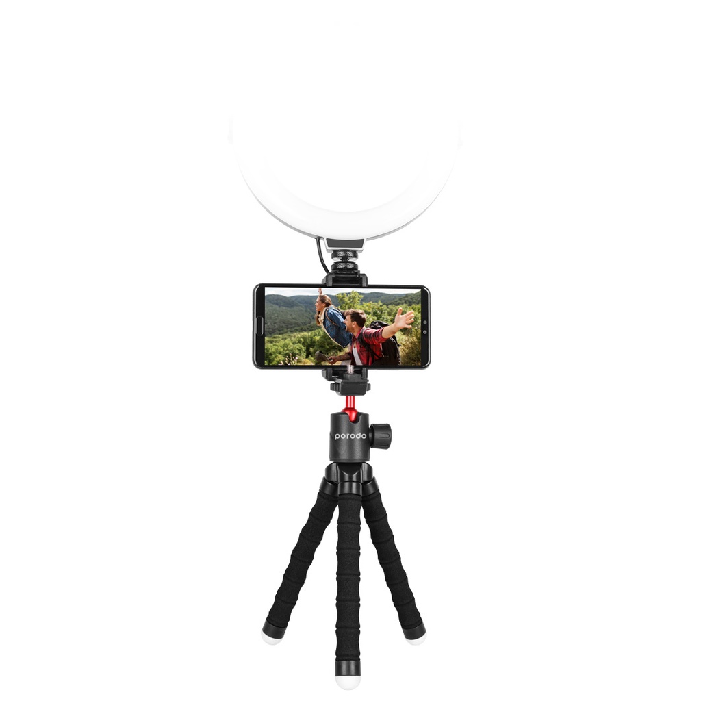 Porodo Flexible Table Tripod with Phone Holder - Usage Example