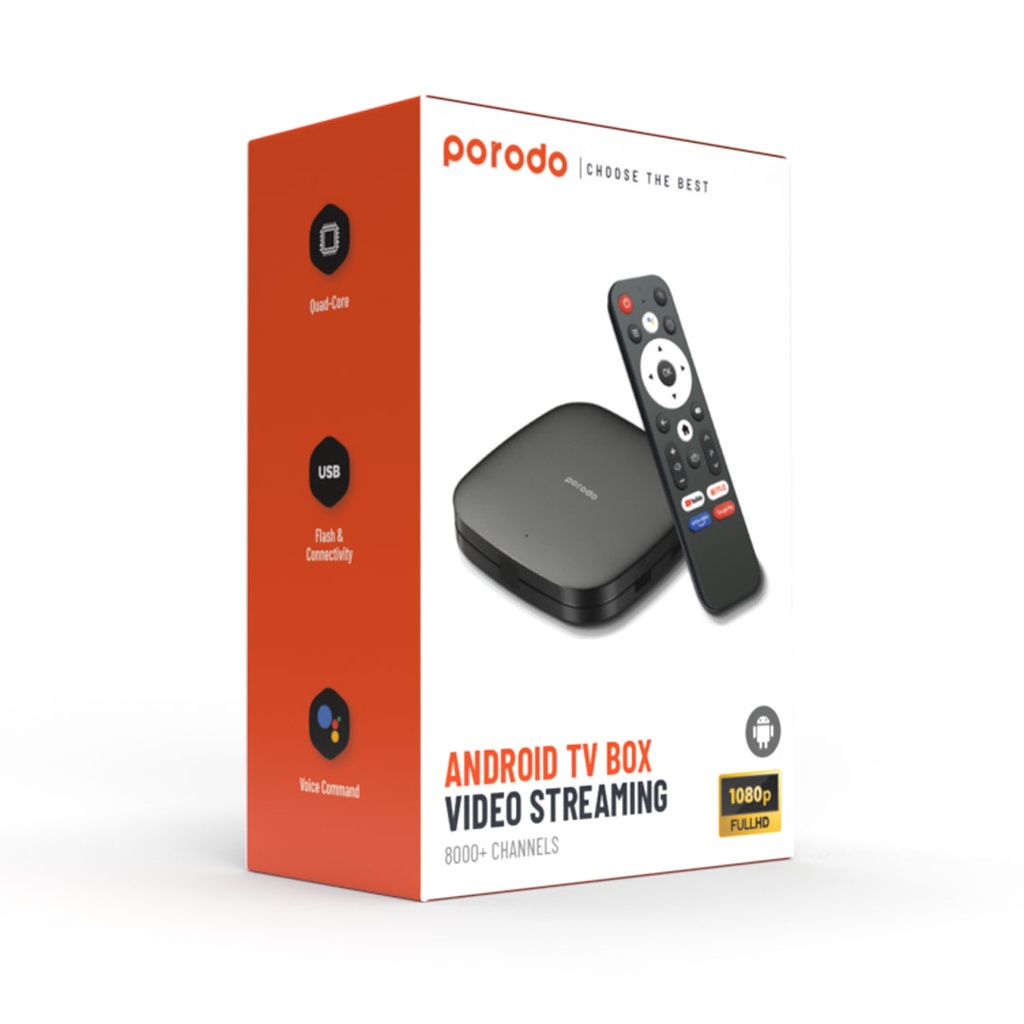 Porodo Android TV Box, 2GB RAM and 8GB Storage - Packaging
