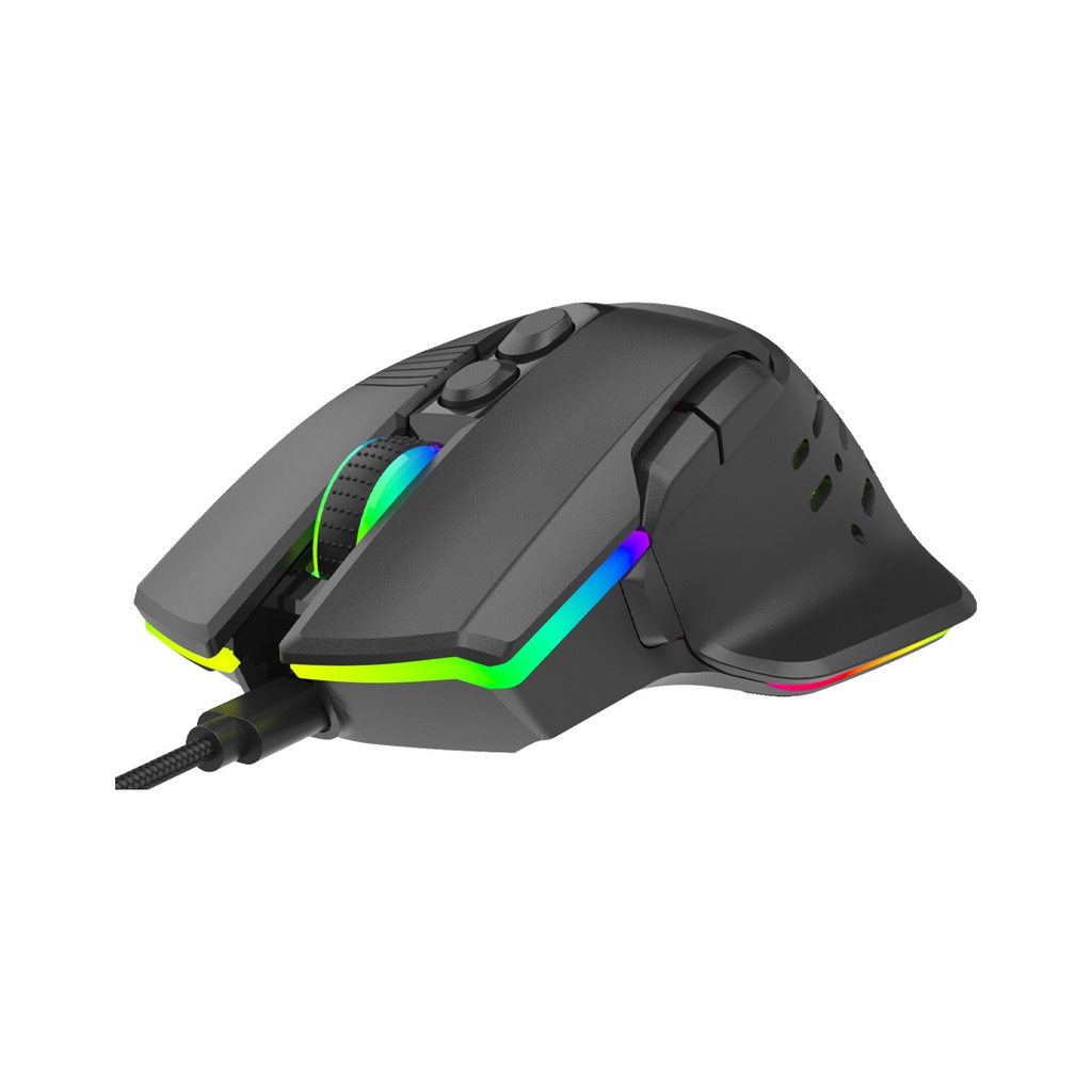 Porodo Gaming PDX320 Wired Mouse, 12800 DPI - Angled View