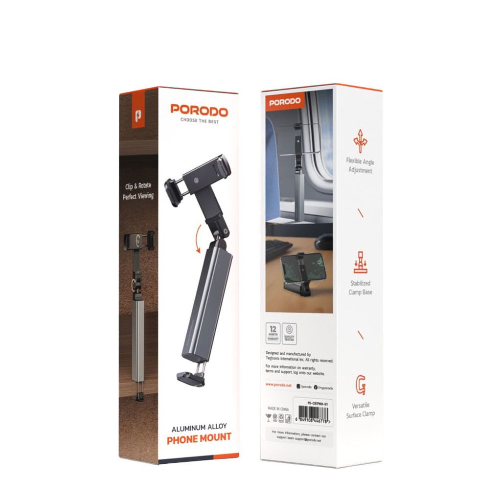 Porodo Aluminium-Alloy Clamp Phone Mount - Packaging