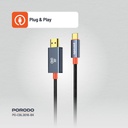 Porodo USB-C to HDMI Woven Cable, 4K 60Hz, 2m - Plug and Play