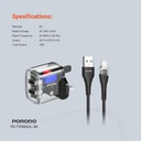 Porodo 12W Dual-Output Wall Charger with Lightning Cable - Specifications
