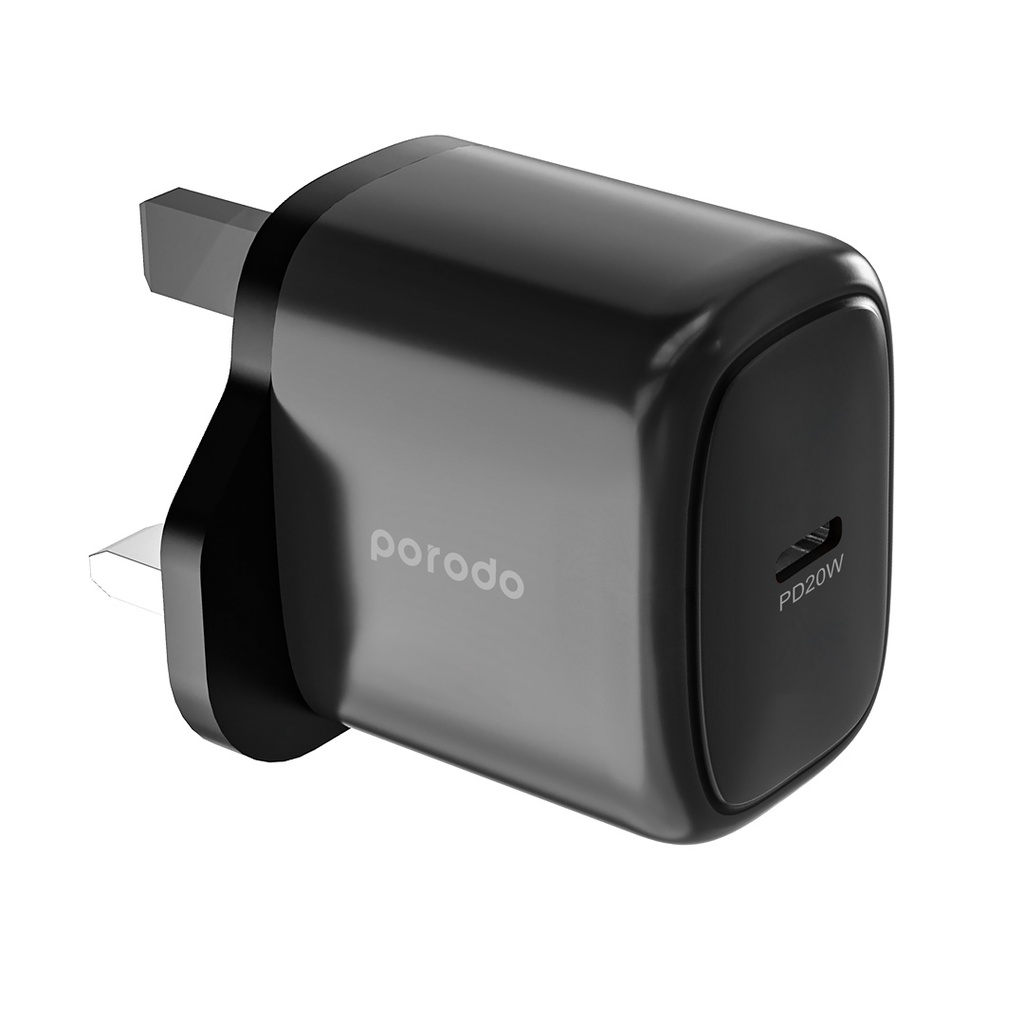 Porodo 20W USB-C Wall Charger with USB-C Cable - Charger View
