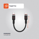 Porodo 60W USB-C to USB-C Braided Cable, 25cm - Braided Cable