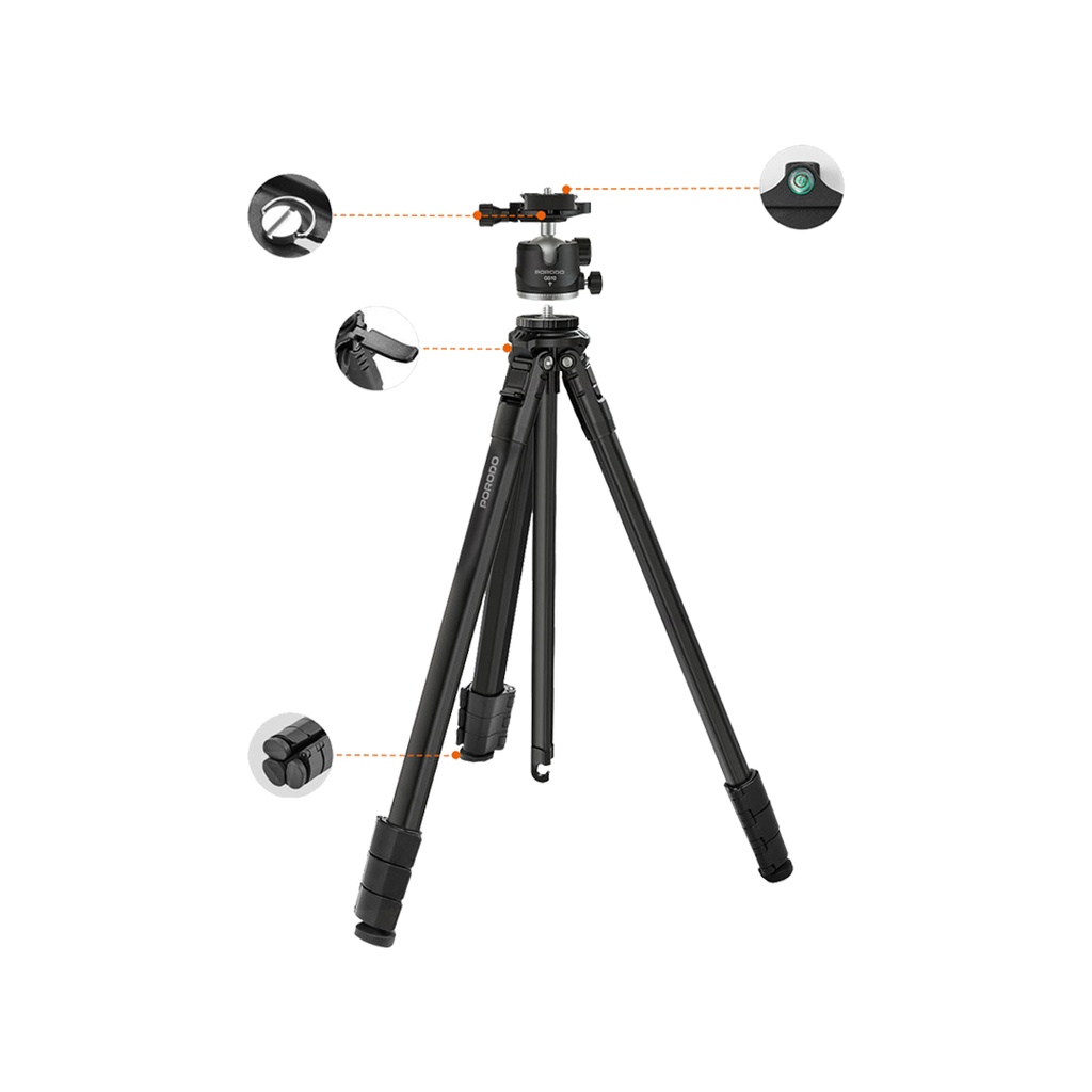 Porodo Lightweight Aluminium Tripod - Tripod Head