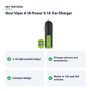 Key features – Goui Viper A Hi-Power 3.1A Car Charger