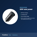 Specifications – Anker Ultra-Compact 30W Dual-Port Car Charger – Black
