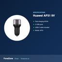 Specifications – Huawei AP31 9V 2A Fast Car Charger with USB-C Cable