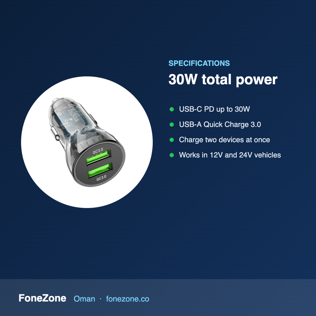 Specifications – Hoco Z47 PD30W + QC3.0 Car Charger