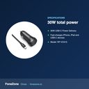 Specifications – RAVPower RP-VC015 30W PD Car Charger Combo – Black