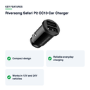 Key features – Riversong Safari P2 CC13 Car Charger – Black