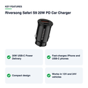 Key features – Riversong Safari S9 20W PD Car Charger – Black