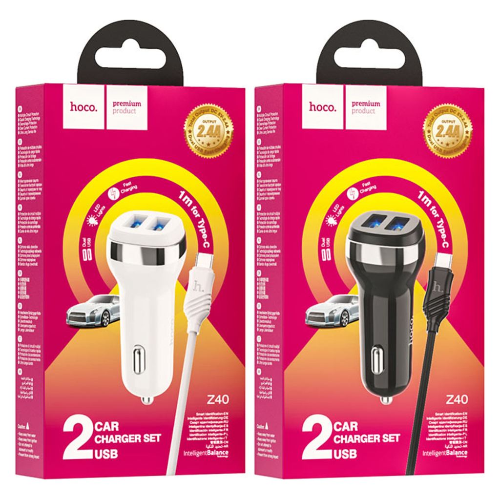 Hoco Z40 Car Charger with USB to Lightning Cable – original photo