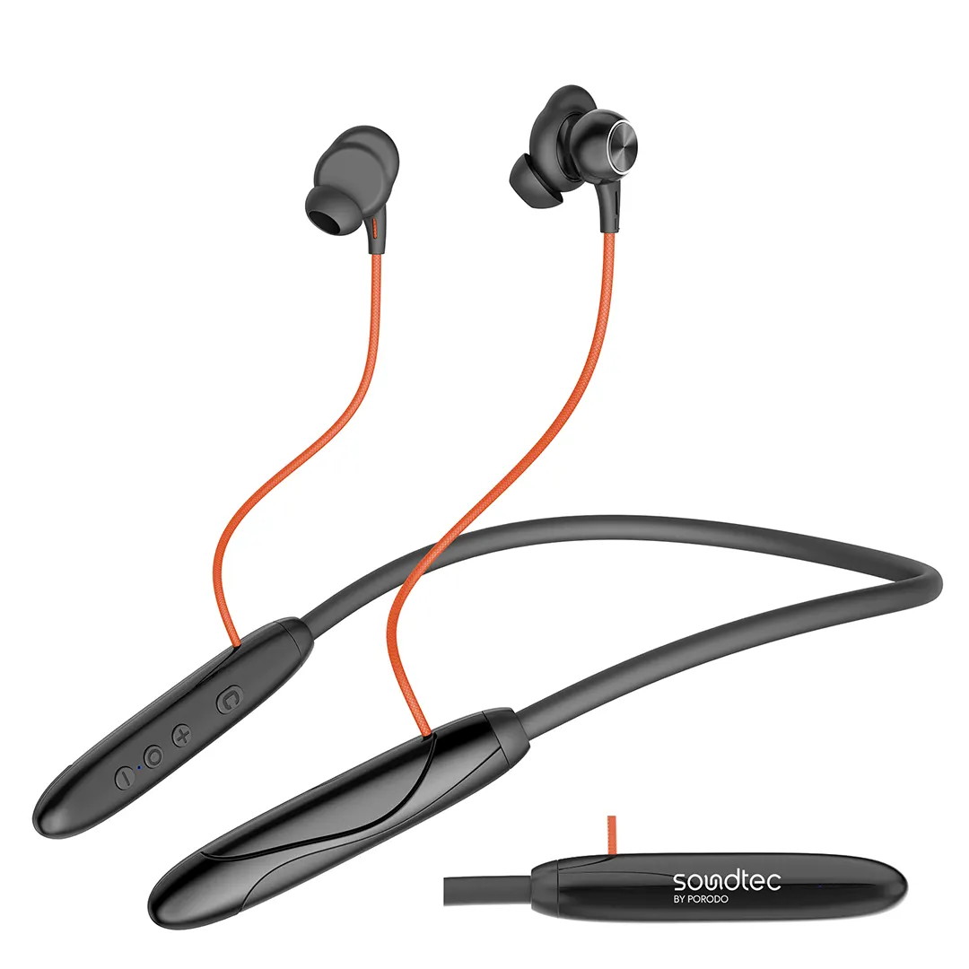 Porodo Soundtec Echo Flex Magnetic Wireless Neckband – Black – Official image 2