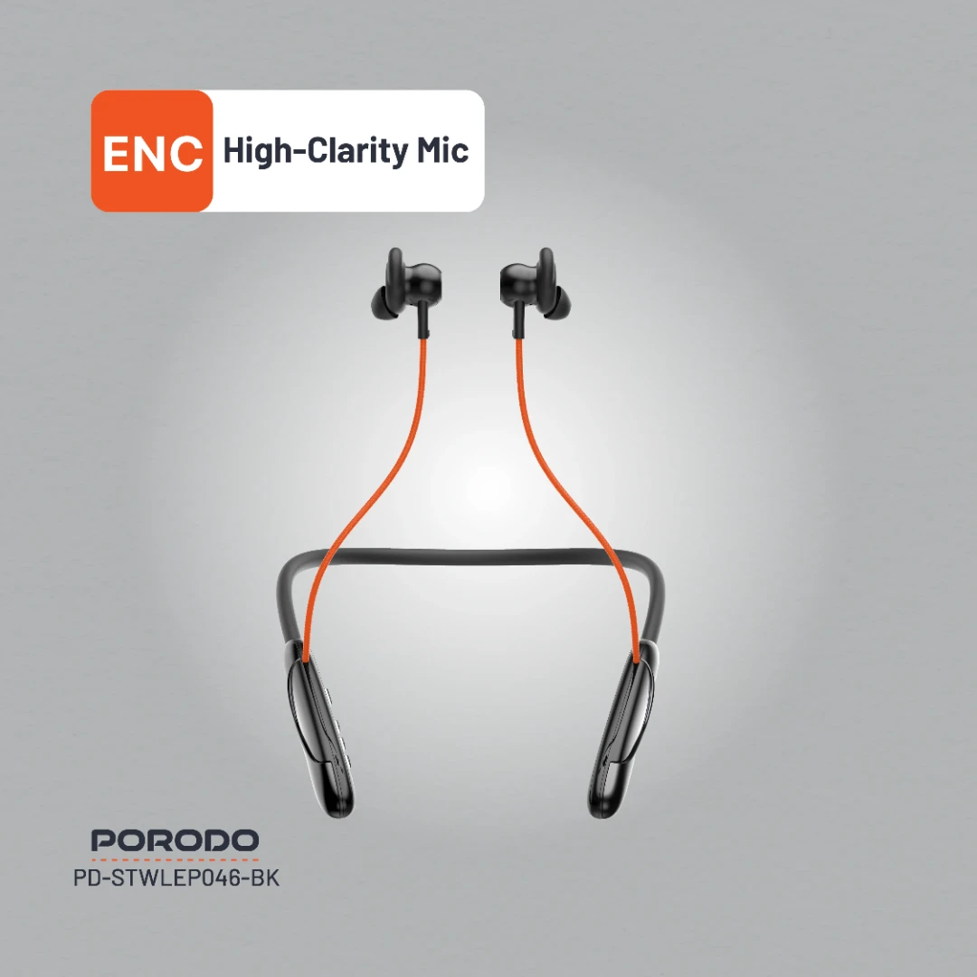 Porodo Soundtec Echo Flex Magnetic Wireless Neckband – Black – Official image 6