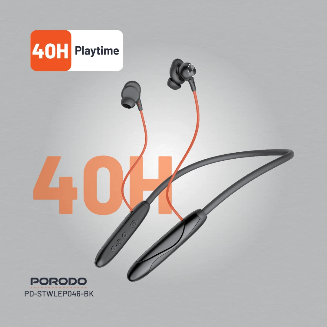 Porodo Soundtec Echo Flex Magnetic Wireless Neckband – Black – Official image 7