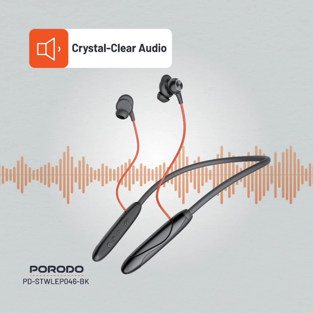 Porodo Soundtec Echo Flex Magnetic Wireless Neckband – Black – Official image 8