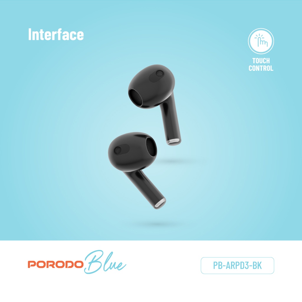 Porodo Blue Deep Bass Wireless Earbuds 3 – Black – Official image 6